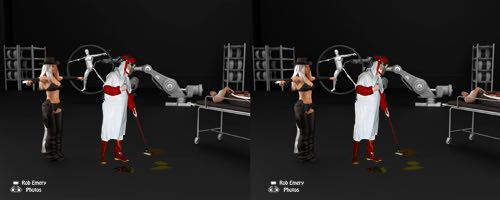 Worker cleaning up in the Westworld host factory